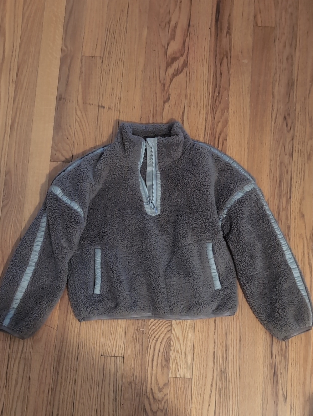 Athleta Kids Gray Sherpa Half-Zip Pullover